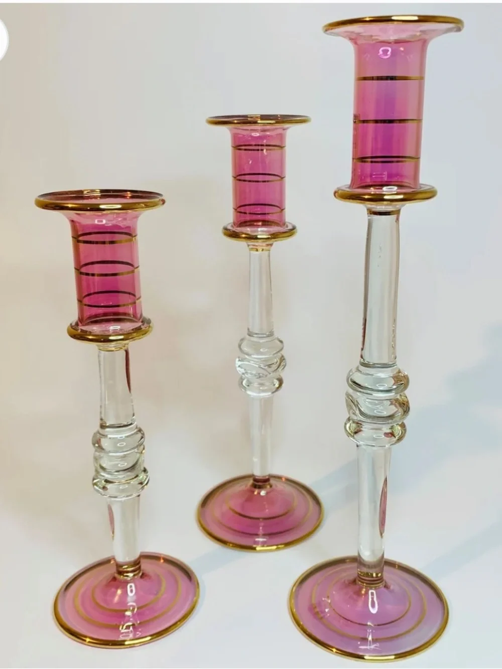 Set of Two Dandarah Blown Glass Candle Holders